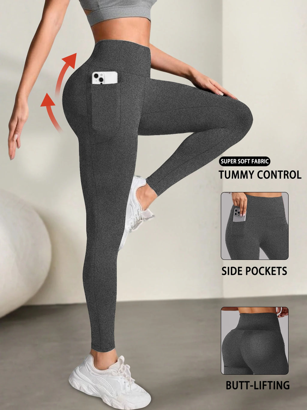 Women's High-Waist Tummy Control Leggings with Pockets