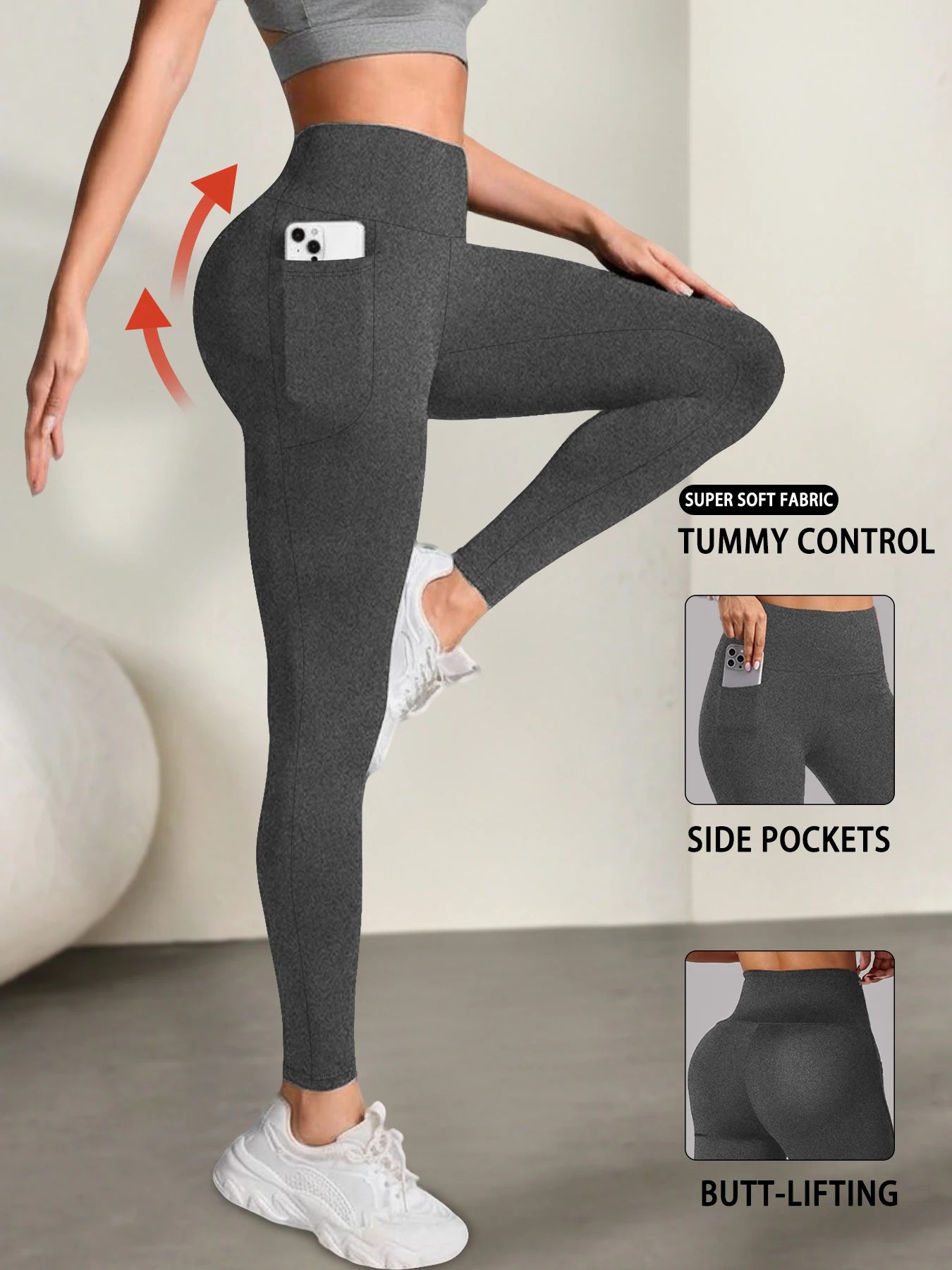 Women's High-Waist Tummy Control Leggings with Pockets