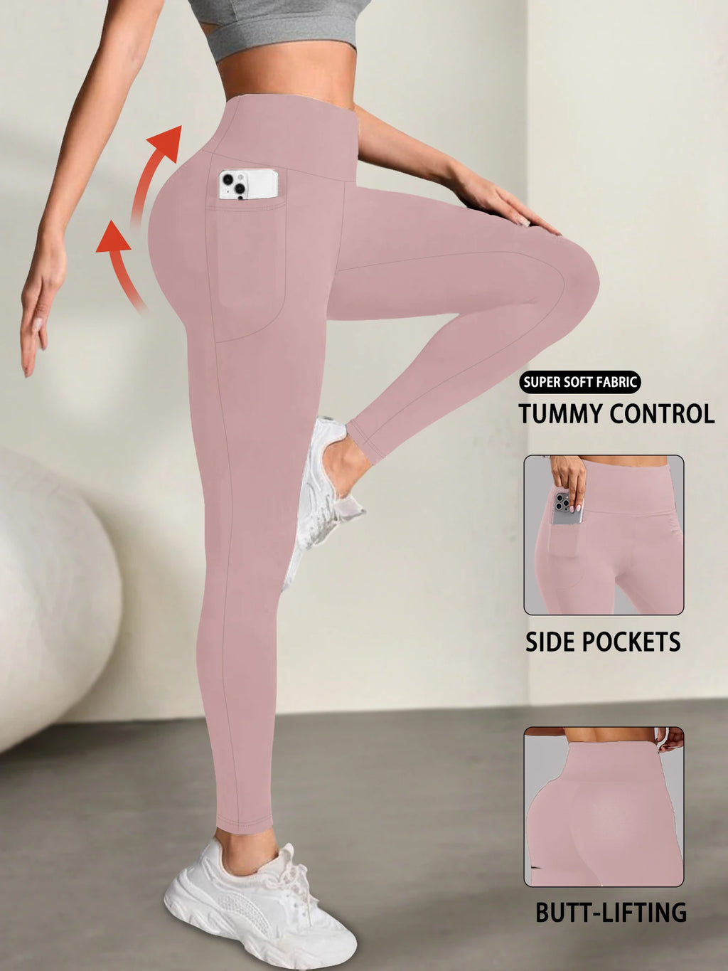 Women's High-Waist Tummy Control Leggings with Pockets