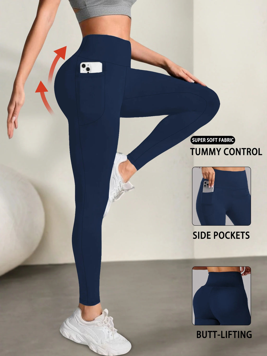 Women's High-Waist Tummy Control Leggings with Pockets