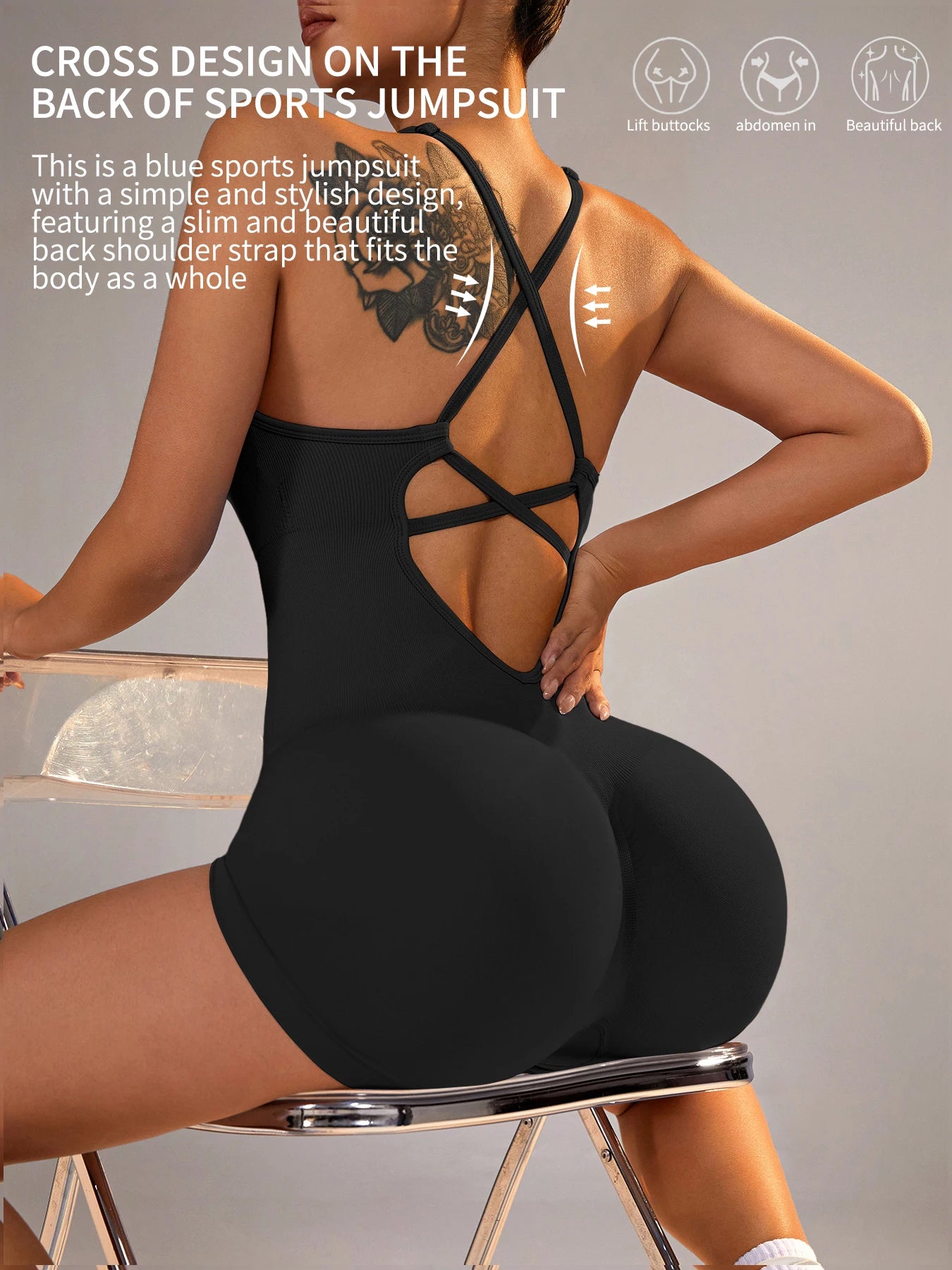Women's Fitness Yoga Jumpsuit — Stretchy One-Piece Workout Bodysuit
