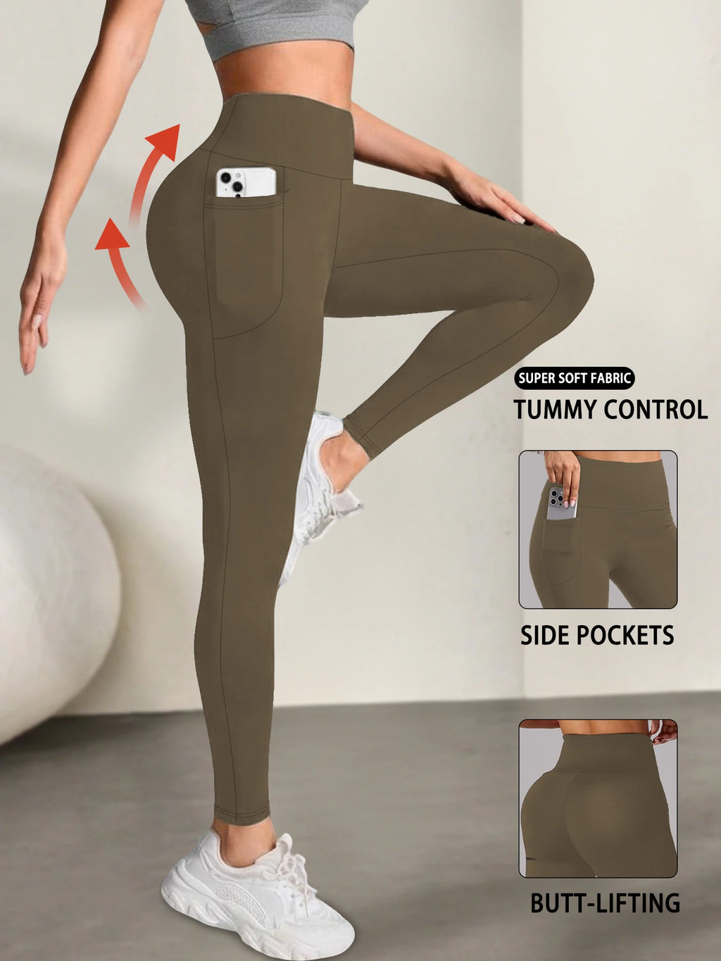 Women's High-Waist Tummy Control Leggings with Pockets