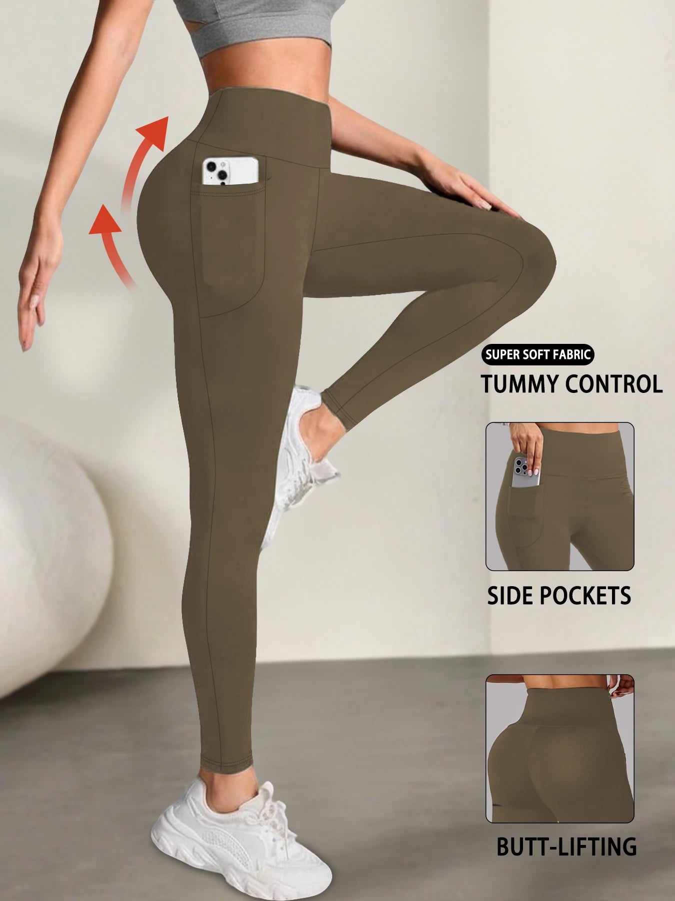 Women's High-Waist Tummy Control Leggings with Pockets
