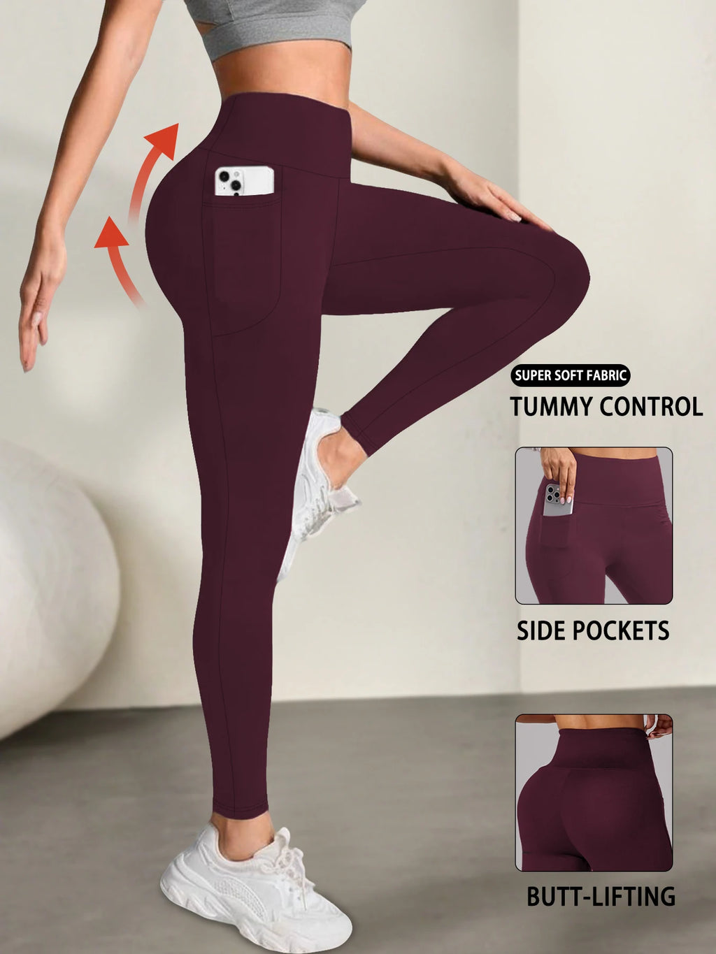 Women's High-Waist Tummy Control Leggings with Pockets