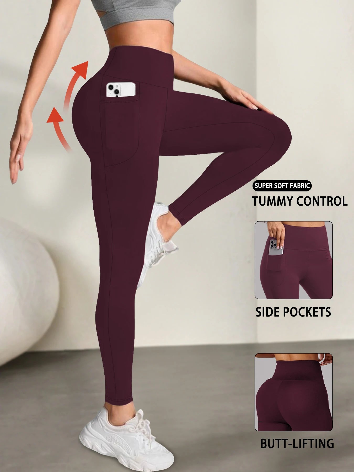 Women's High-Waist Tummy Control Leggings with Pockets