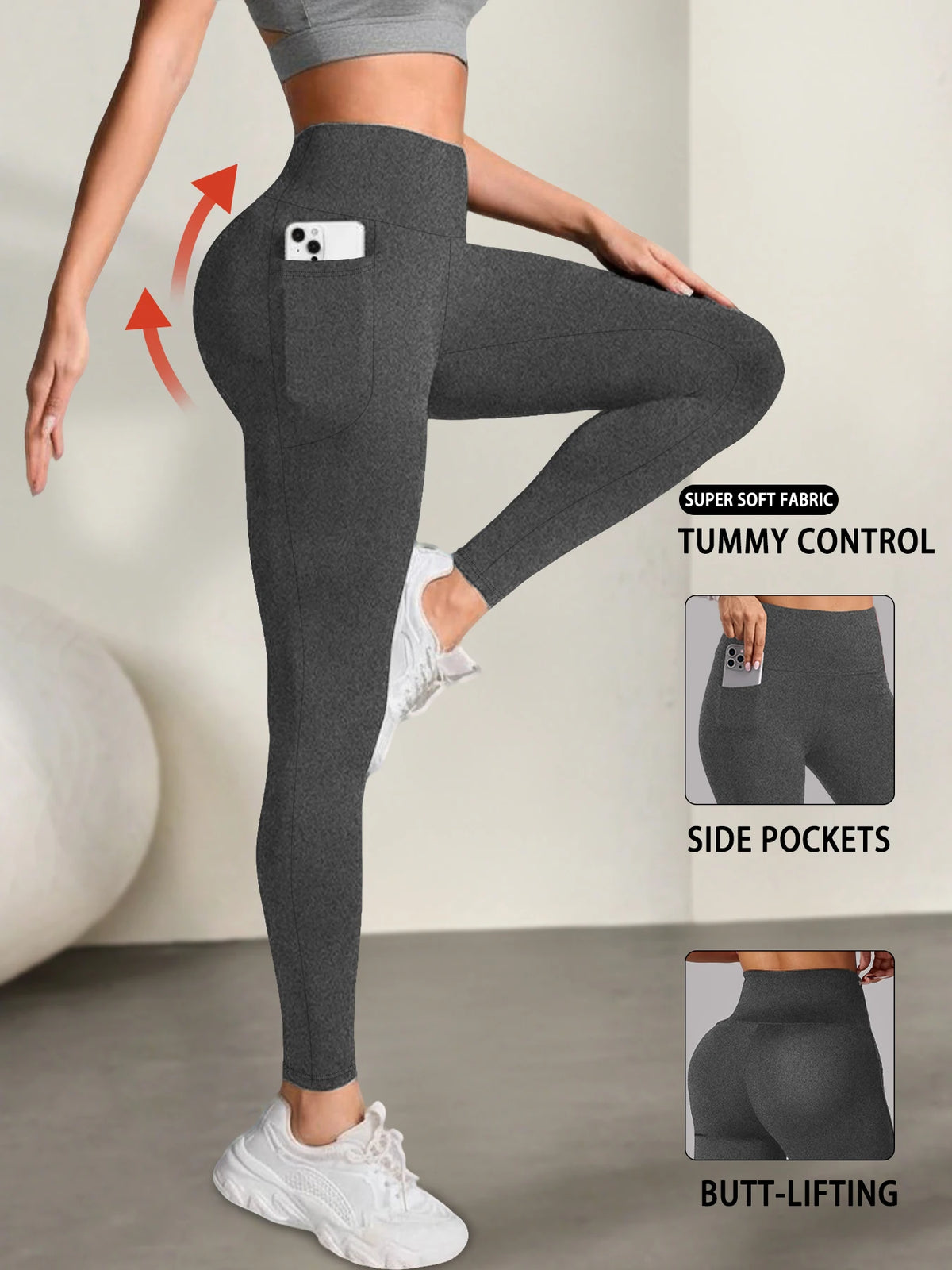 Women's High-Waist Tummy Control Leggings with Pockets